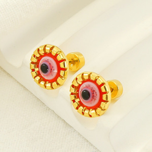 Zogxin Devil Eye Stud Earrings 18K Gold Plated Round Eyes Bezel Setting For Women Fashion Jewelry - Product Image 3