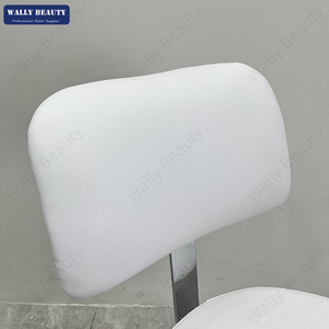 Tabouret de salon blanc Wally Beauty avec dossier, réglable en hauteur, à roulettes, pour salon de manucure et coiffure - Product Image 5