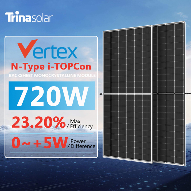 Trina Vertex N 720w 710w 700w  Mono Solar Panel Top Point Solar Panels Trina Solar Panels 710 Watt Bifacial Dual Gass