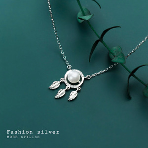 สร้อยคอเงินแท้ S925 สไตล์เกาหลี ประดับมุก ดีไซน์สวยหวาน รุ่น D6578 - Product Image 1