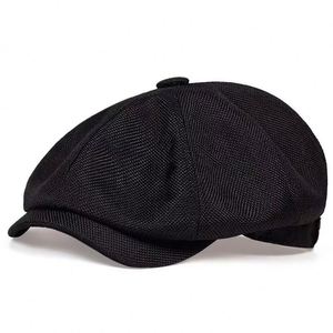<b>Mens</b> 8 Panel Wool Blend Newsboy <b>Flat</b> <b>Cap</b> Herringbone <b>Tweed</b> Hat Classic Vintage Cotton Ivy Cabbie Gatsby Driving Hats Beret <b>Cap</b> - Product Image 4