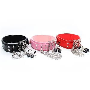Collar de sujeción erótico para adultos, entrenamiento SM, bondage, collar de cadena de PU, pinzas para pezones, juguetes sexuales para parejas. - Product Image 1