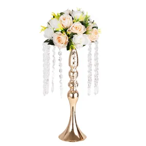 घटना सहारा धातु लोहे के फूल फूलदान स्टैंड क्रिस्टल शादी की मेज Centerpieces सजावट के लिए पार्टी