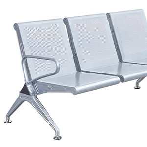 Silla de espera Ssyou de tres plazas, color gris plateado, con reposabrazos, para uso público en aeropuertos y hospitales. - Product Image 4