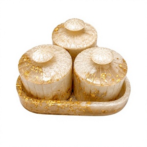 Modern Luxury Epoxy Resin Acryl Spice Jar Set Gold Leaf Cylinder Canisters Multifunction Plastic Lid <b>Storage</b> Bottles <b>Kitchen</b> - Product Image 1