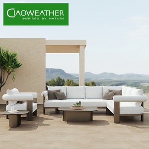 Ensemble de canapés de luxe modernes <span class=keywords><strong>en</strong></span> aluminium <span class=keywords><strong>en</strong></span> forme de L, mobilier de jardin, mobilier de piscine <span class=keywords><strong>en</strong></span> métal, canapés d'extérieur - Product Image 2