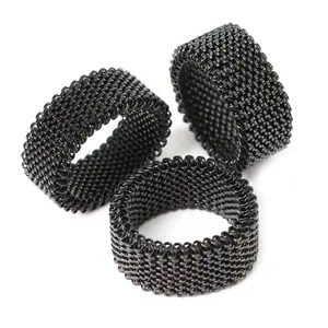 Mehrfarbiger Mesh-Schmuck Bling Stretch Ring Herren hand gefertigter einzigartiger dehnbarer austauschbarer Edelstahl ring