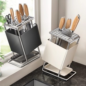 Estante para Cuchillos de Cocina de Acero Inoxidable con Soporte, Escurridor Cuadrado Multifuncional para Encimera, Porta Palillos - Product Image 2