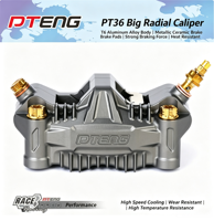 Kit de mise à niveau de frein à disque radial PTENG PT36 Big Caliper, pompe de frein à disque à aileron de requin pour moto à 2 roues, cyclomoteur électrique, trottinette électrique, mod.