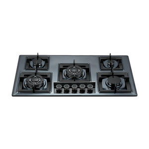 Cooking Cooking Electric Ignition Gas Stove Built in 5 burner Glass Gas Cooker Full Black 90cm Battery Ignition Home Use Gas Hob - Product Image 1