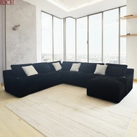 Sofá Seccional Modular en Forma de L de Terciopelo de Pana Gruesa a Rayas Moderno para Sala de Estar, Villa, Hogar, Hotel, Vestíbulo