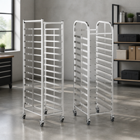 Chariot de rangement pour plateaux de boulangerie en acier inoxydable, multi-niveaux, sur roulettes, mobile, pour restaurant, cuisine, taille et design personnalisés