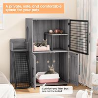 Cage pour chat en bois massif de style nordique, rectangulaire, avec double porte et échelle d'escalade, plateau en bois, multifonctionnelle, pour usage domestique, toutes saisons