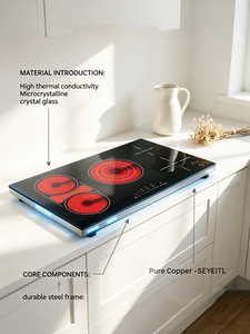 <span class=keywords><strong>Placa</strong></span> de Inducción Integrada de Cerámica de 9200W de Alta Potencia con 5 Quemadores, Certificada por ETL, para Uso Doméstico y en Autocaravanas - Product Image 6