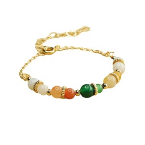 Bracciali con Catena e Maglie in Pietra Naturale di Giada Verde, Gioielli alla Moda, Bracciali con Perle di Giadeite Birmana, Bracciali con Perle di Giada del Myanmar - Product Image 5
