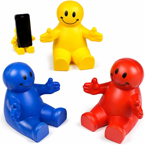 Juguete Antiestrés y Soporte para Teléfono 2 en 1 Personalizado SL con Logotipo, Divertido Soporte de Escritorio con Cara Sonriente de 4 Pulgadas - Product Image 1