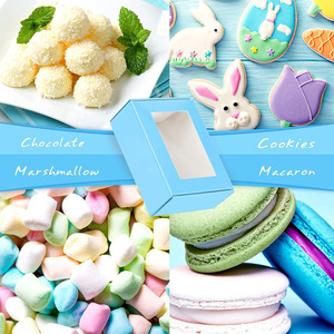 B561 Savon bleu Emballage fait <span class=keywords><strong>maison</strong></span> Mini boîtes à friandises Kraft Fenêtre Boulangerie Bonbons Fabrication de savon Emballage en carton Boîte-cadeau en papier - Product Image 2