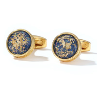 Boutons de manchette haut de gamme en métal, motif coloré de luxe, ronds, dorés, en alliage, pour chemise