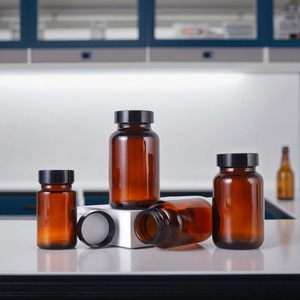 Competitive Price 150cc Amber Glass Bottle <b>Plastic</b> Lid Capsule Supplement Pills Bottle Custom Brown Empty Glass Pill Bottles - Product Image 1