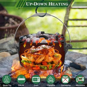 Premium Lightweight Cast Iron Dutch Oven & Camping <b>Pot</b> with 2-in-1 Frying Skillet Lid 4-5L Capacity for Gas & Induction Stoves - Product Image 6