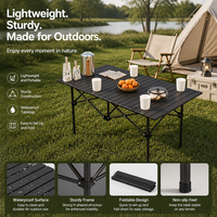 Ensemble table et chaises de camping pliantes d'extérieur, forme rectangulaire, rangement compact, en acier carbone