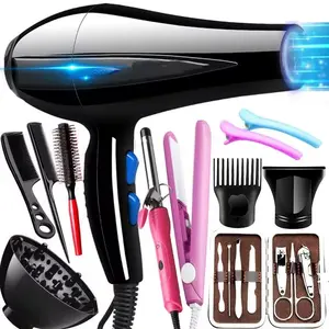 #1688 Factory# 9 In 1 Salon Beauty Kit Portable Hair Styling Set Hairdryer Blow Home Woman Travel Electrical Ac Motor Hair Dryer