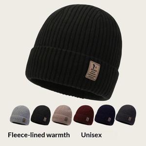 Gorro <span class=keywords><strong>de</strong></span> Invierno Grueso <span class=keywords><strong>de</strong></span> Punto Unisex con Parche <span class=keywords><strong>de</strong></span> Cuero Jacquard Impermeable, Diseño Personalizado <span class=keywords><strong>de</strong></span> Fábrica, Logotipo Personalizado, Bordado 3D - Product Image 1