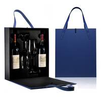 Étui à vin en cuir PU, boîte d'emballage pour deux bouteilles de vin, sacs cadeaux pour vin avec 2 verres à vin transparents