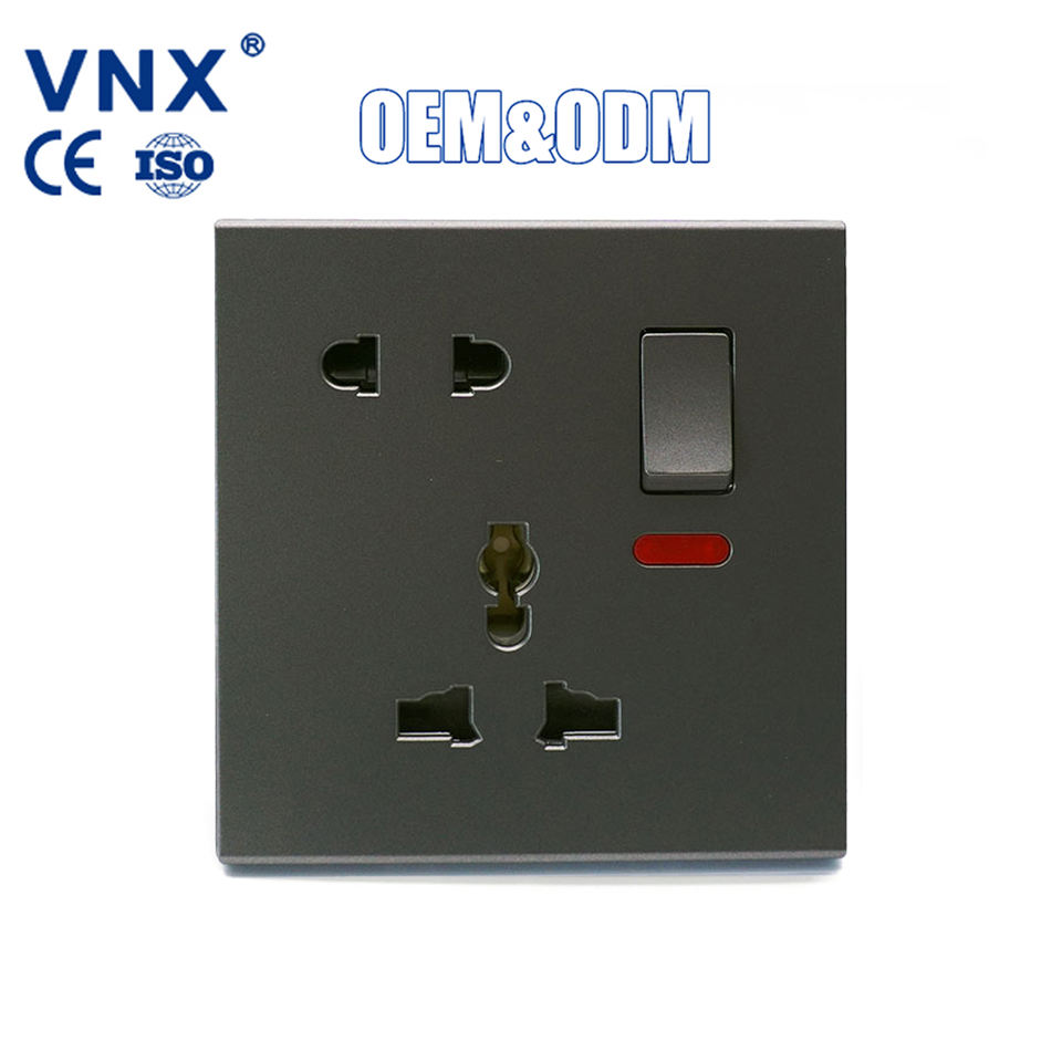 Multi Generic Wall Box Electrical Power 16A 250V 1gang Single 5 Pin Socket With Switch Socket
