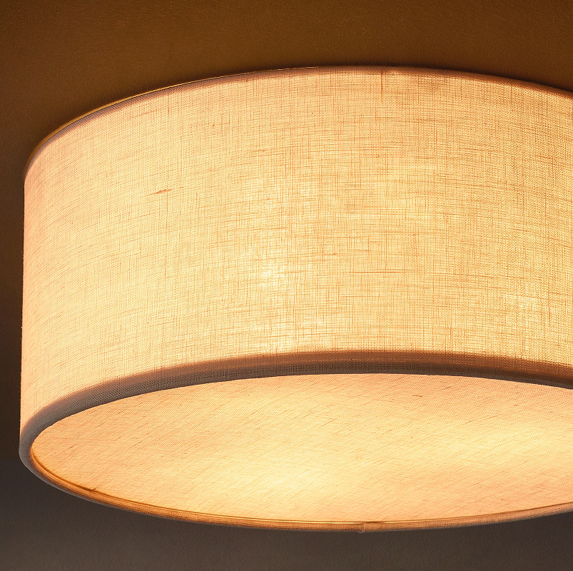 Nordic Style Modern Natural Linen Flush Mount Ceiling Light Fabric ...