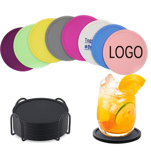 Custom Logo 10cm Non Slip Heat Resistant Waterproof Coaster Round Rubber Soft Silicone Cup Coaster for Drink