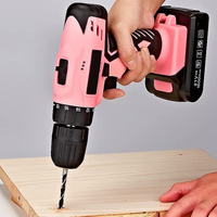 Trousse à outils professionnelle boîte à outils électrique Combo ensemble d'outils ménagers trousse à outils rose avec perceuse électrique sans fil
