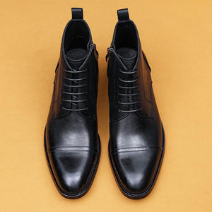 Bottes pour hommes en cuir rétro britannique à bout pointu et à semelle épaisse, nouvelle collection automne-hiver - Product Image 3