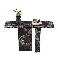Table console moderne en marbre naturel Calacatta Viola pour entrée de villa ou d'hôtel, imperméable et anti-salissure, mobilier de maison
