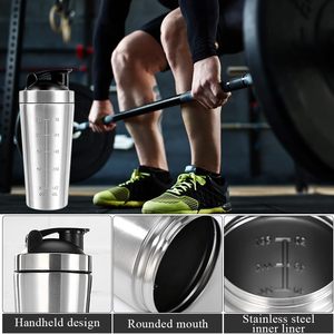 <strong>Personalised</strong> Double Wall Metal Shaker <strong>Bottle</strong> with Protein Mixer 500ml 750ml Leakproof Insulated Stainless Steel Shaker Cup - Product Image 4