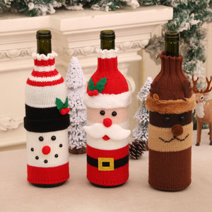 Decoraciones navideñas, fundas para botellas de vino, fundas de lana tejidas para botellas de vino, decoraciones navideñas para restaurantes y hoteles. - Product Image 1