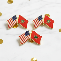 GREPAS GIFTS Épinglette de revers 28 mm avec drapeaux croisés des États-Unis et du Maroc