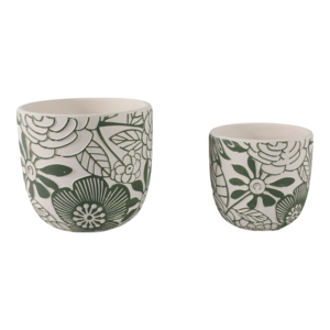Macetas de Cerámica con Diseño Floral para Plantas de Interior y Exterior, Macetas Redondas de Cerámica Texturizada, Estilo Decorativo para Jardín - Product Image 3