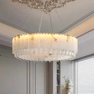 Lampadario Moderno di Lusso in Marmo Spagnolo CE, Lampada a Sospensione Rotonda in Rame Stile Nordico per <span class=keywords><strong>Soggiorno</strong></span>, Sala da Pranzo, Camera da Letto - Product Image 1