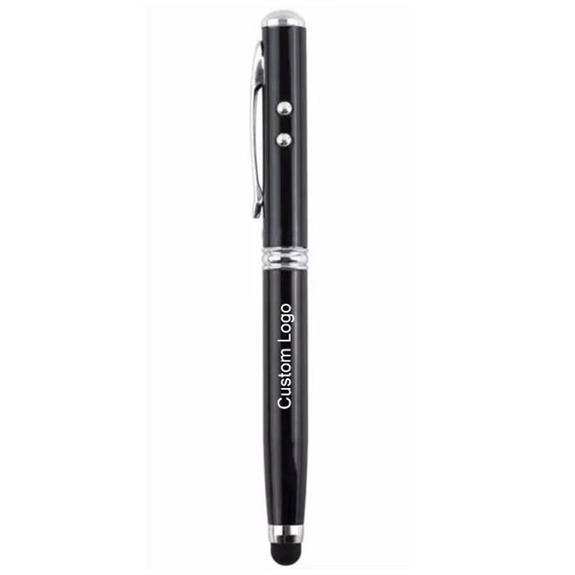 OEM Multifunction Capacitive Pen 4-in-1 Laser Pointer LED Light Metal Ballpoint Touch Promotional Pen-Elegant Luxury Style