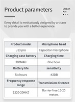 Microphone cravate sans fil J13 Pro à réduction de bruit, affichage numérique, étui de charge, enregistrement audio et vidéo, mini micro IOS/Android