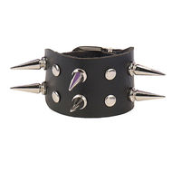 Bracelet manchette tendance en cuir PU et alliage à rivets, style rétro punk hip-hop gothique avec crâne, pour couples - Nouveauté Europe et Amérique