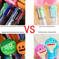 Halloween kartun Mini empat warna pulpen pena perencana siswa sekolah dasar lucu pena Multi warna alat tulis hadiah kecil