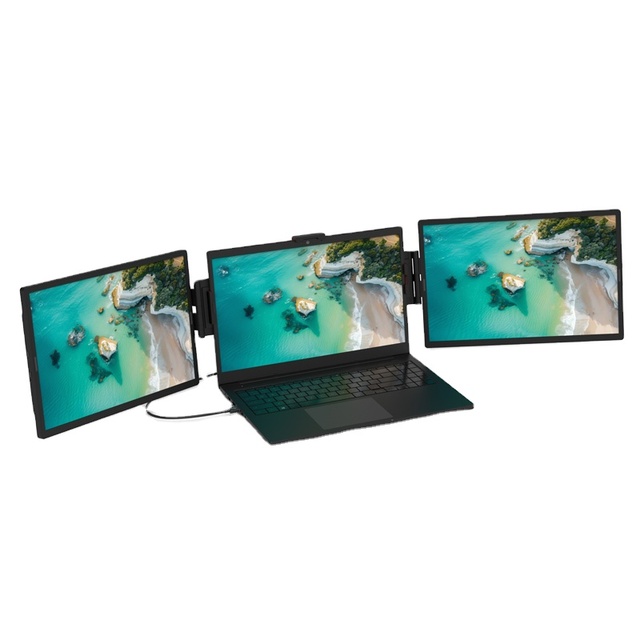 TPM1401 Single USB Cable Triple Displays Folding Extended Screen Triple Portable Monitor for 14 Inch Laptops