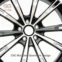 Nueva Llanta de Aleación Forjada Premium para Automóvil, Acabado Negro Brillante, Mecanizada por CNC, 25 mm, Diseño Multirradio Delgado, Bicolor