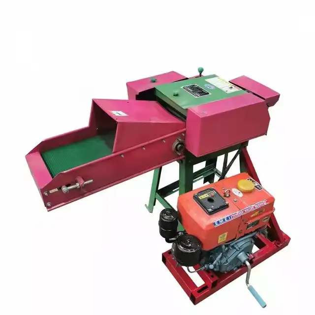 Weiyan Diesel engine grass straw chopper mini conveyor belt+gear controlled chaff cutter machine