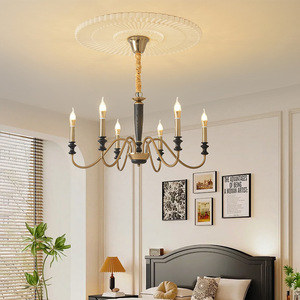 French Vintage Style Chandelier Gold 6 Head <b>Led</b> <b>Lights</b> For Living Room Dining Room Bedroom - Product Image 3