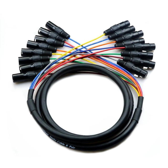 8 Channel M/F Studio Microphone Snake Cable 3 Pin XLR Adapter PVC Jacket 8 Pairs Male Female for Speaker Monitor Projector