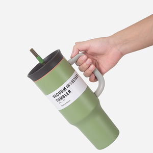 Gobelet de voyage isotherme sous vide en acier inoxydable 304, grande capacité 1200 ml (40 oz), avec poignée et paille, 8 couleurs, logo personnalisé - Product Image 4