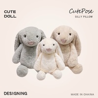 Plushies Logo bordir kustom kelinci telinga panjang 20cm hadiah Paskah mainan mewah & boneka hewan mewah